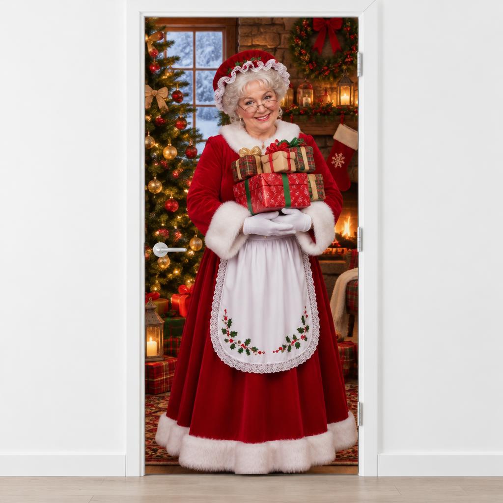 Imagem ilustrativa de capa de porta mamãe noel encantada.
