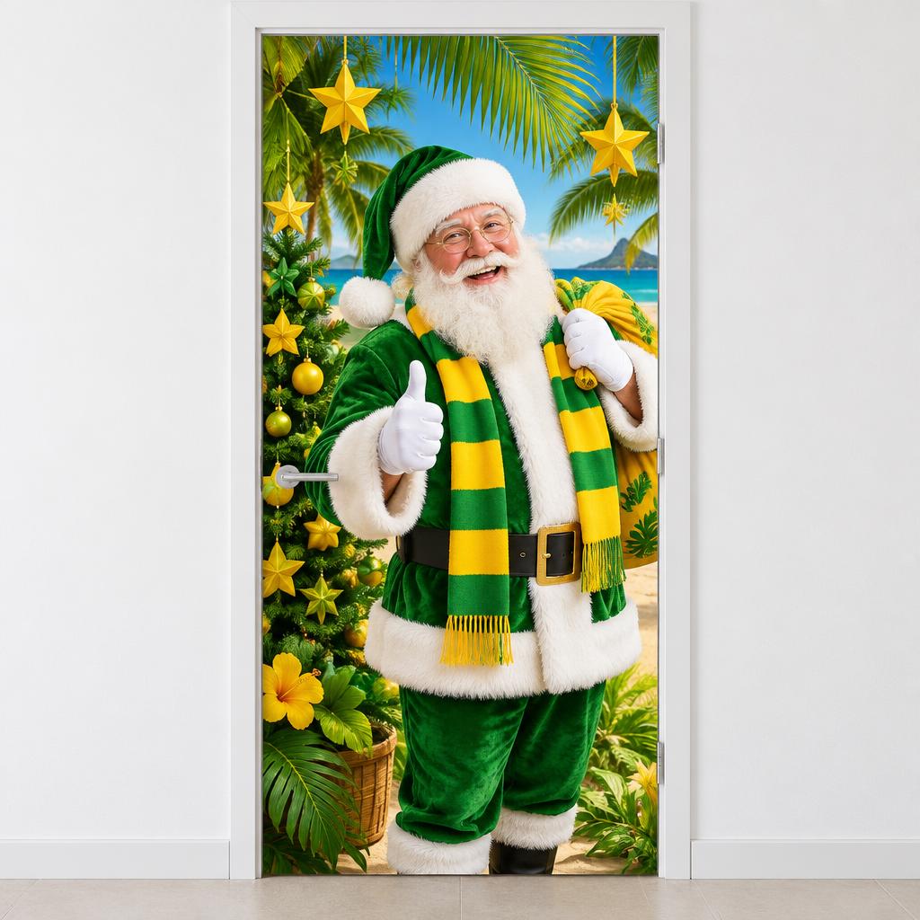 Imagem ilustrativa de capa de porta natal brasileiro verde e amarelo.